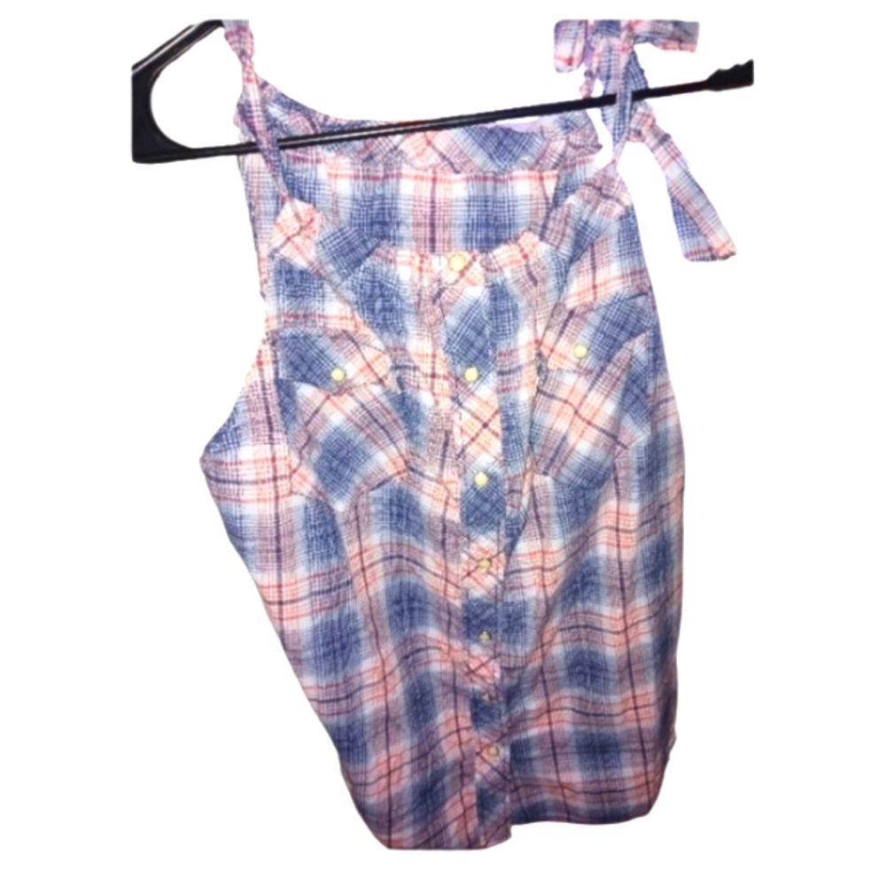 Levi's Blue and Red Plaid Pearl Snap